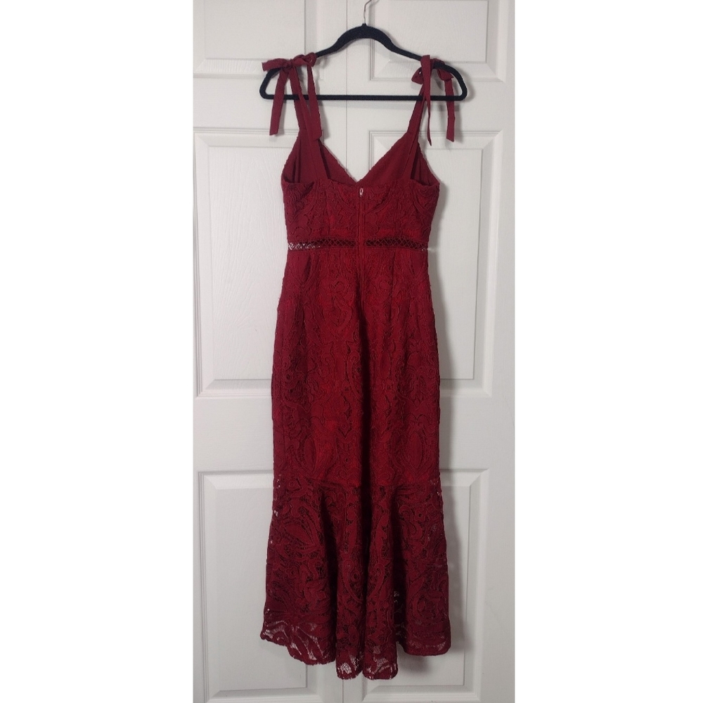 Two Sisters the Label Red Lace Valentina High Low Midi Dress Size 4 - Picture 3 of 16